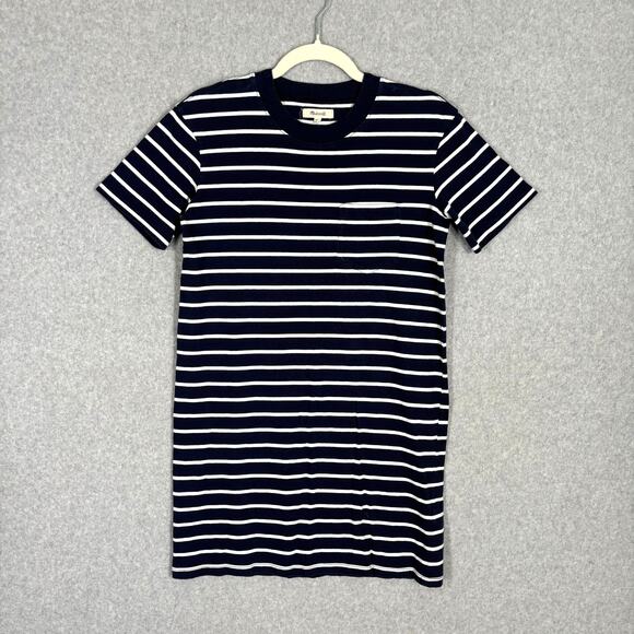 Madewell Dress XXS Navy Striped Pocket Tee T Shirt Basic Stretch Sailor Comfort - Picture 1 of 11